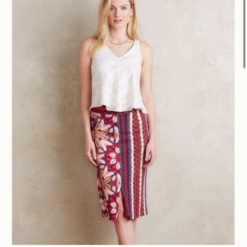 Anthropologie Maeve Marala Bohemian Hippie Arsty Batik Print Lightweight Skirt